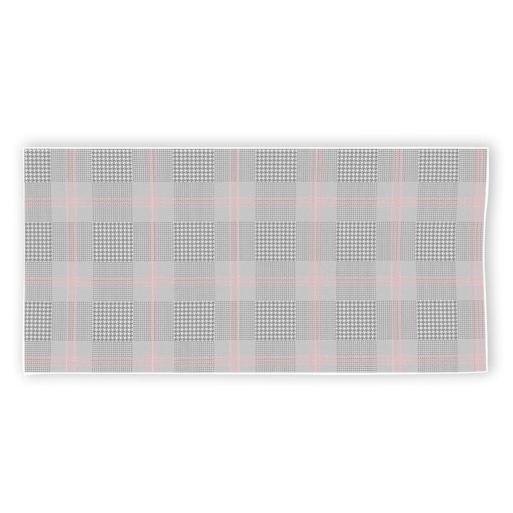 Grey Prince of Wales Check Print Beach Towel