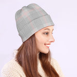 Grey Prince of Wales Check Print Beanie