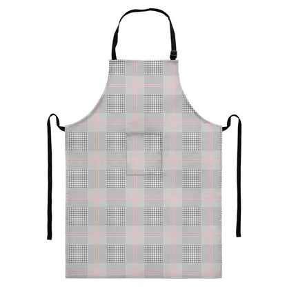 Grey Prince of Wales Check Print Bib Apron With Pocket