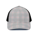 Grey Prince of Wales Check Print Black Mesh Trucker Hat