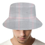Grey Prince of Wales Check Print Bucket Hat