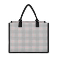 Grey Prince of Wales Check Print Canvas Tote Bag