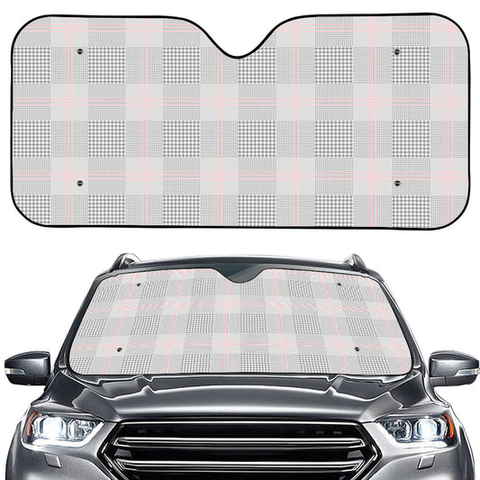 Grey Prince of Wales Check Print Car Windshield Sun Shade