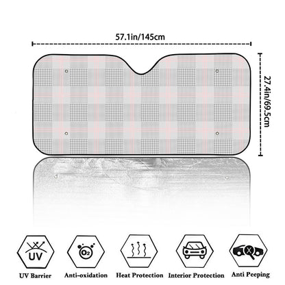 Grey Prince of Wales Check Print Car Windshield Sun Shade