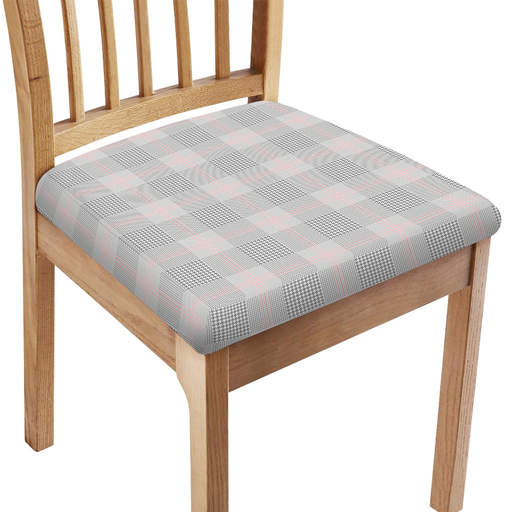 Grey Prince of Wales Check Print Chair Cushion Cover