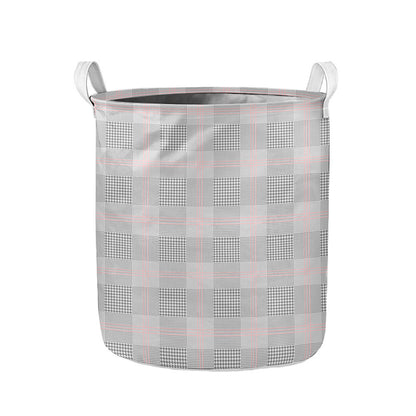 Grey Prince of Wales Check Print Collapsible Laundry Basket