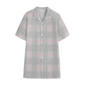 Grey Prince of Wales Check Print Cotton Hawaiian Shirt