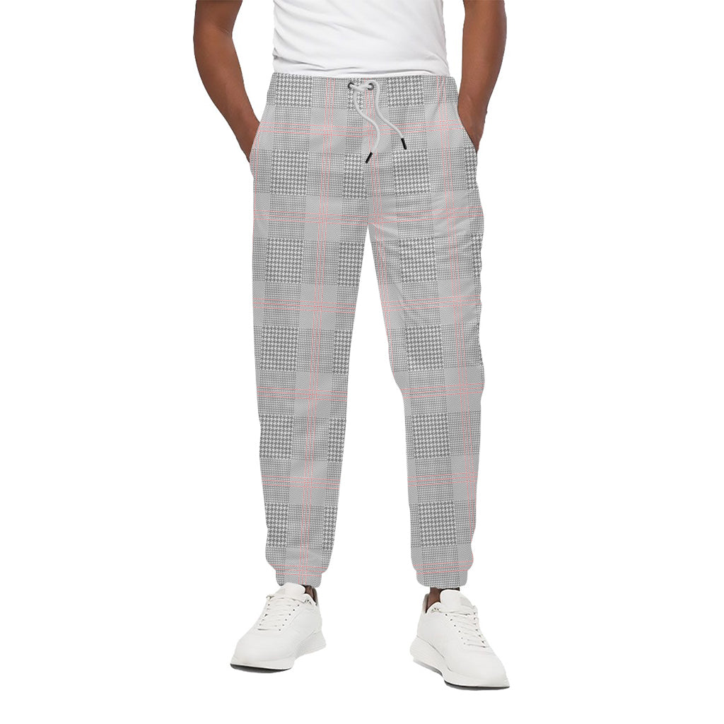 Grey Prince of Wales Check Print Cotton Pants