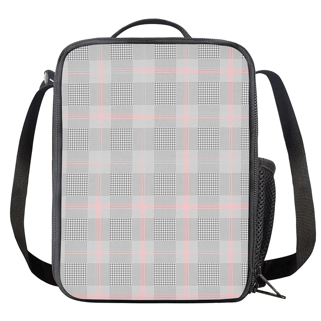 Grey Prince of Wales Check Print Crossbody Lunch Bag