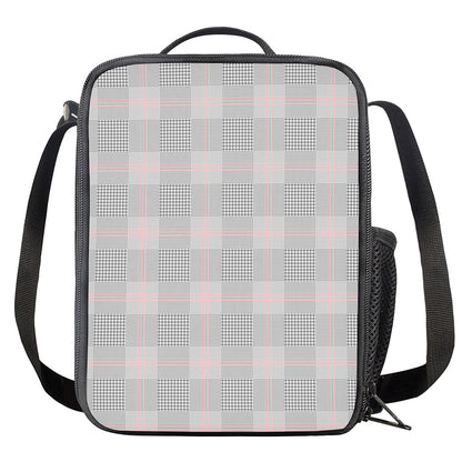 Grey Prince of Wales Check Print Crossbody Lunch Bag