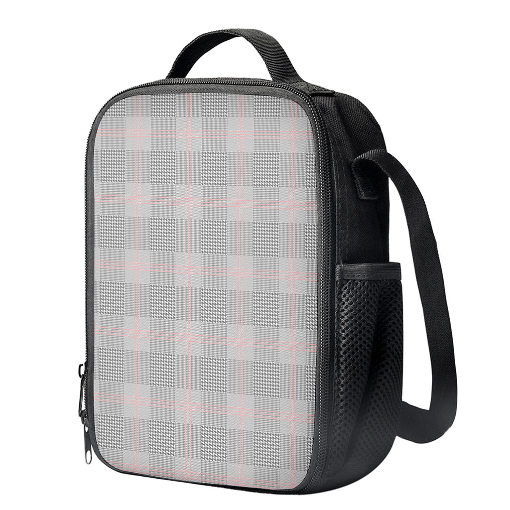 Grey Prince of Wales Check Print Crossbody Lunch Bag