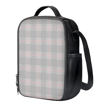 Grey Prince of Wales Check Print Crossbody Lunch Bag
