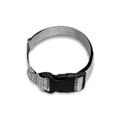 Grey Prince of Wales Check Print Dog Collar