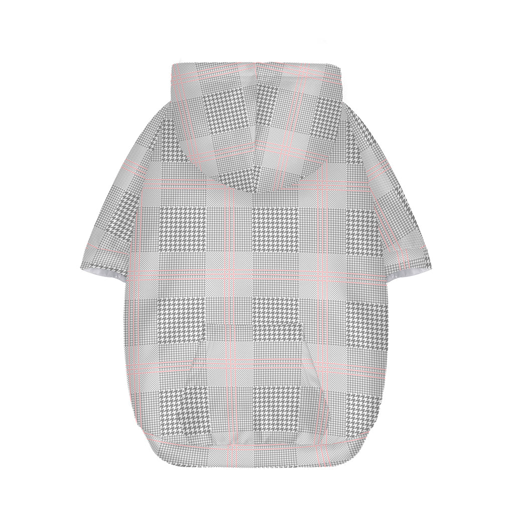 Grey Prince of Wales Check Print Dog Zip Up Hoodie