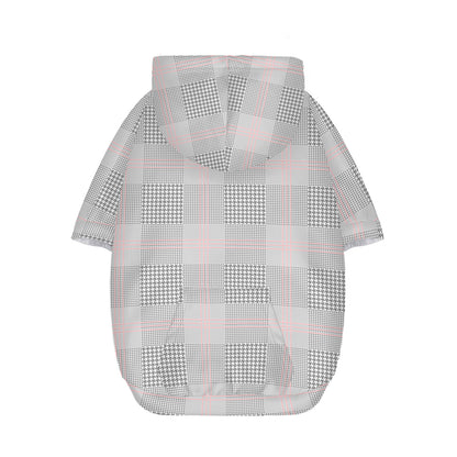 Grey Prince of Wales Check Print Dog Zip Up Hoodie