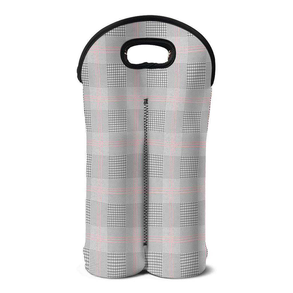 Grey Prince of Wales Check Print Double Neoprene Wine Tote