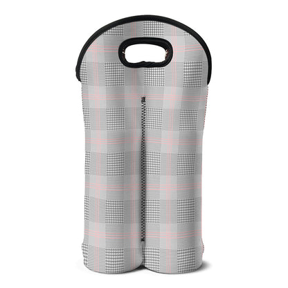 Grey Prince of Wales Check Print Double Neoprene Wine Tote