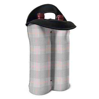 Grey Prince of Wales Check Print Double Neoprene Wine Tote