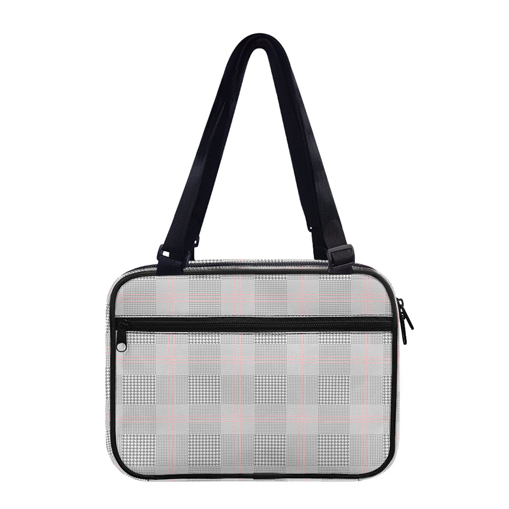 Grey Prince of Wales Check Print Double Strap Bible Bag