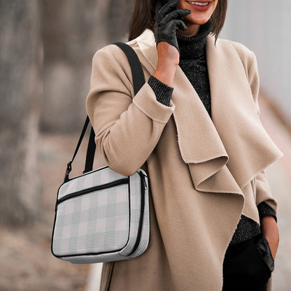 Grey Prince of Wales Check Print Double Strap Bible Bag