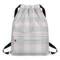 Grey Prince of Wales Check Print Drawstring Backpack