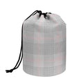 Grey Prince of Wales Check Print Drawstring Makeup Bag