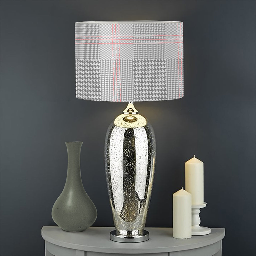 Grey Prince of Wales Check Print Drum Lamp Shade