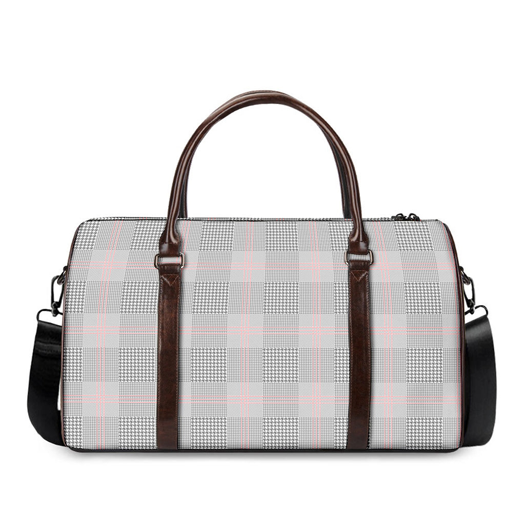 Grey Prince of Wales Check Print Duffle Bag