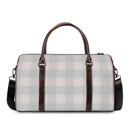 Grey Prince of Wales Check Print Duffle Bag