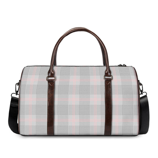 Grey Prince of Wales Check Print Duffle Bag