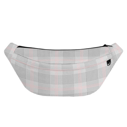 Grey Prince of Wales Check Print Fanny Pack