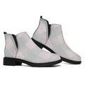Grey Prince of Wales Check Print Flat Ankle Boots