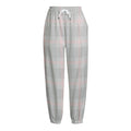 Grey Prince of Wales Check Print Fleece Lined Knit Pants