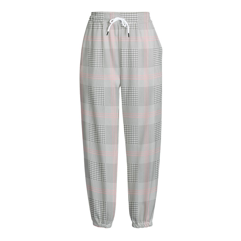 Grey Prince of Wales Check Print Fleece Lined Knit Pants