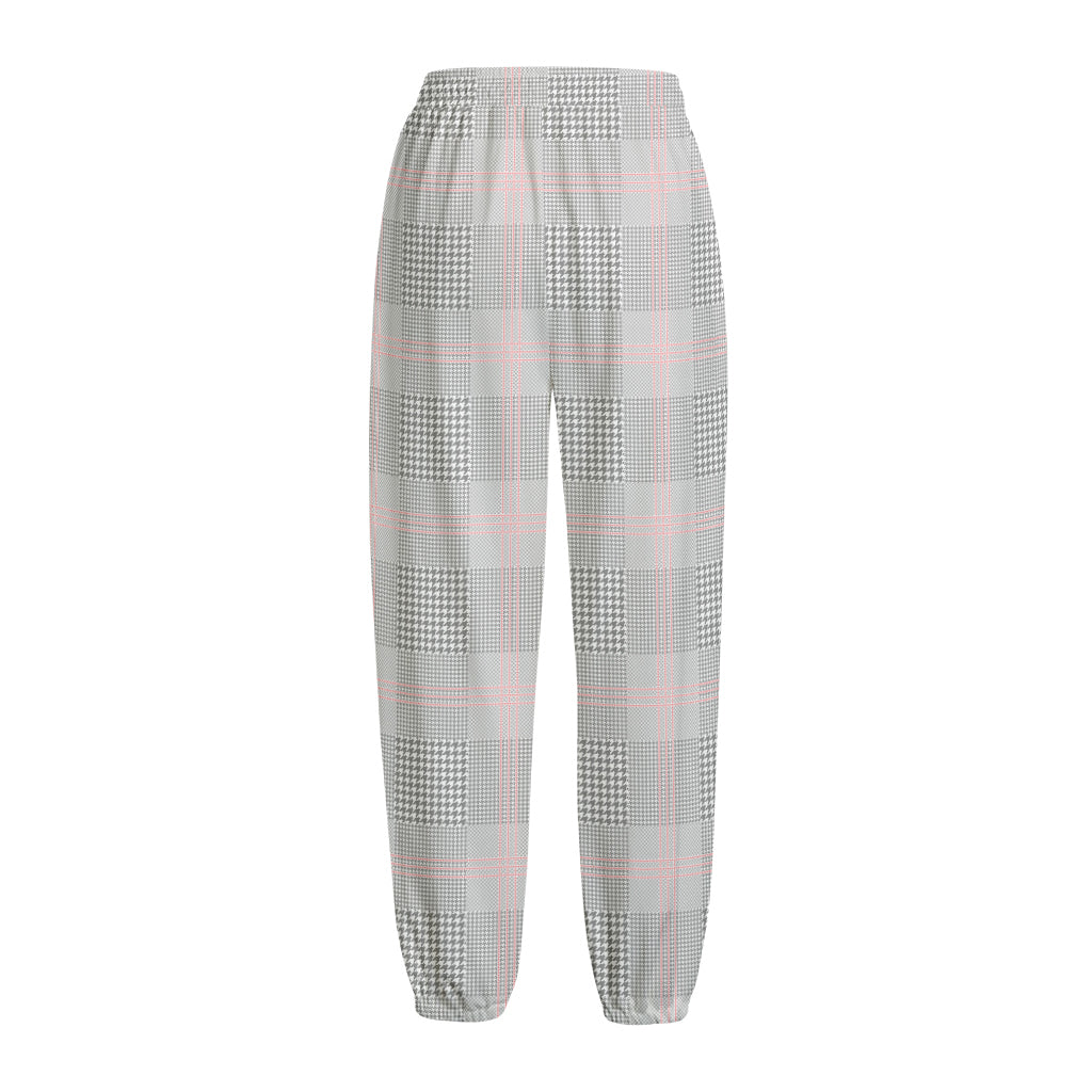 Grey Prince of Wales Check Print Fleece Lined Knit Pants