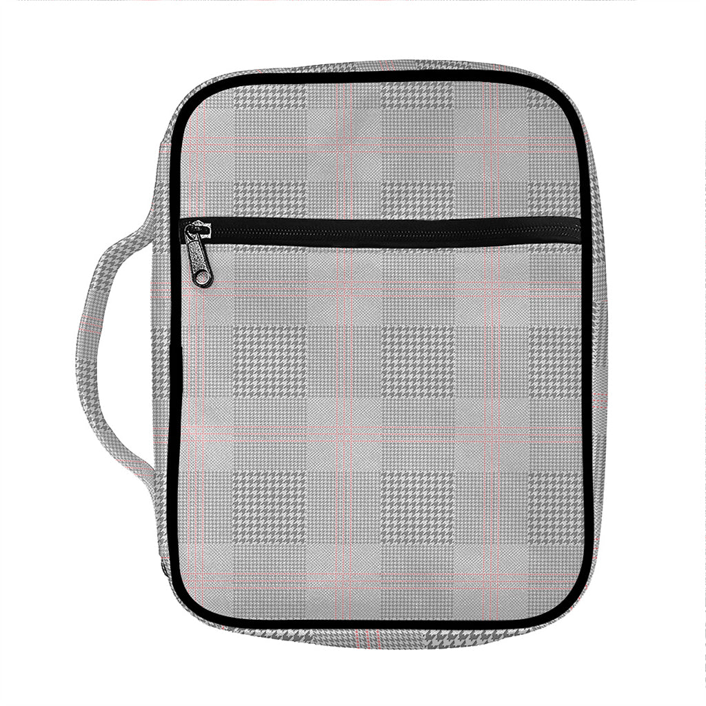 Grey Prince of Wales Check Print Front Pocket Bible Bag