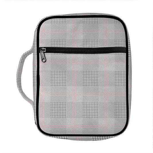 Grey Prince of Wales Check Print Front Pocket Bible Bag