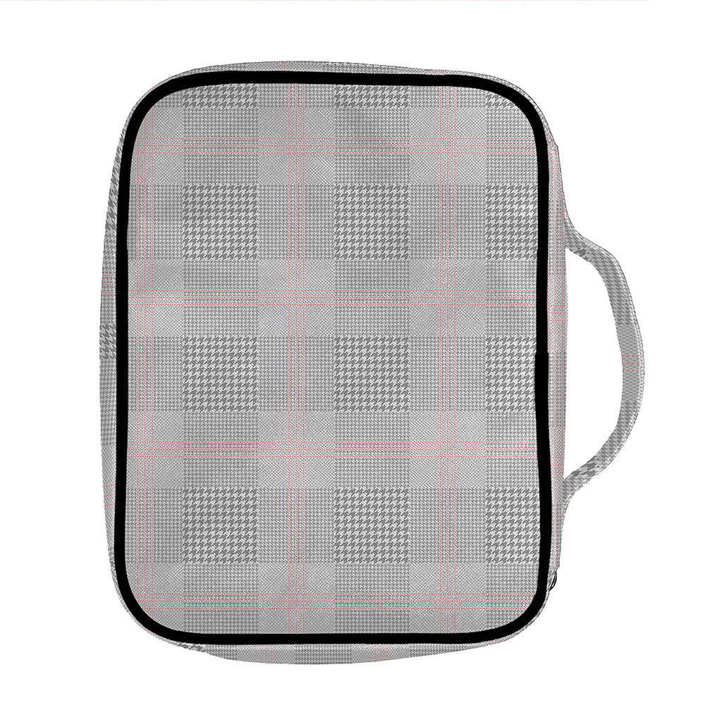 Grey Prince of Wales Check Print Front Pocket Bible Bag