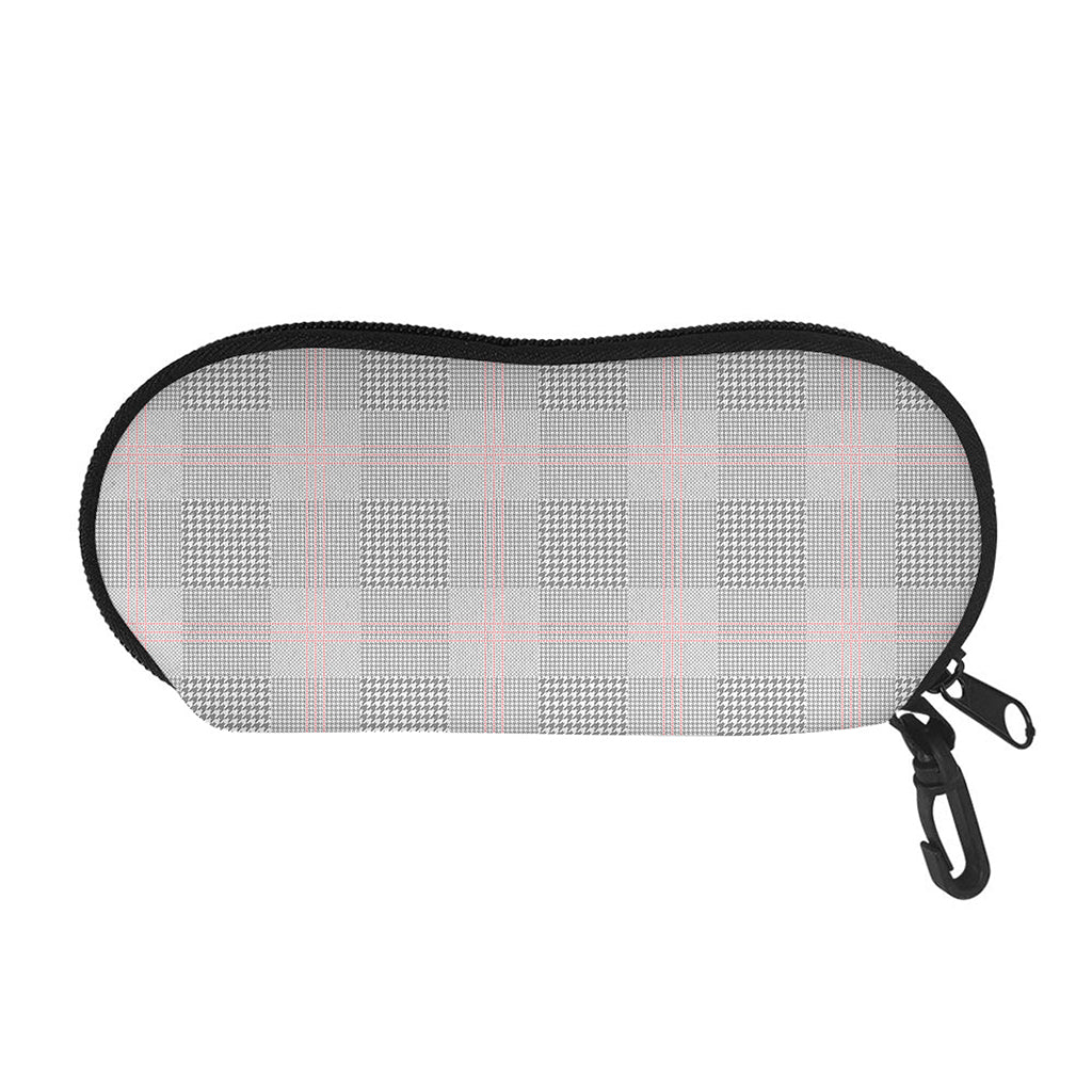 Grey Prince of Wales Check Print Glasses Case