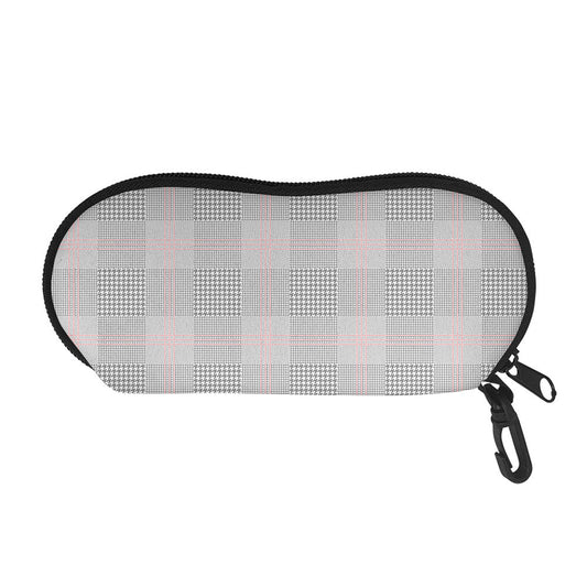 Grey Prince of Wales Check Print Glasses Case