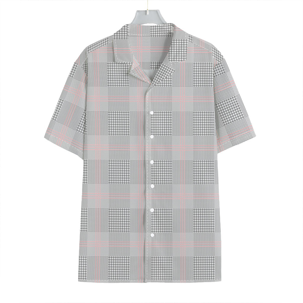 Grey Prince of Wales Check Print Hawaiian Shirt