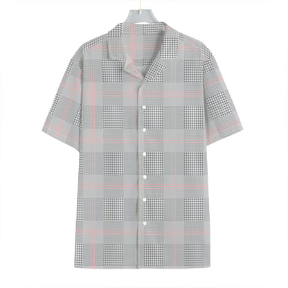 Grey Prince of Wales Check Print Hawaiian Shirt