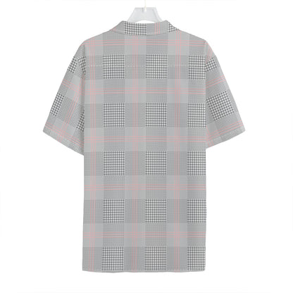 Grey Prince of Wales Check Print Hawaiian Shirt