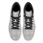 Grey Prince of Wales Check Print High Top Leather Sneakers