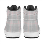 Grey Prince of Wales Check Print High Top Leather Sneakers