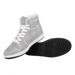 Grey Prince of Wales Check Print High Top Leather Sneakers
