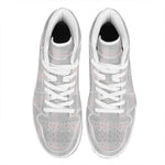 Grey Prince of Wales Check Print High Top Leather Sneakers