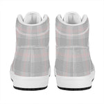 Grey Prince of Wales Check Print High Top Leather Sneakers