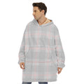 Grey Prince of Wales Check Print Hoodie Blanket