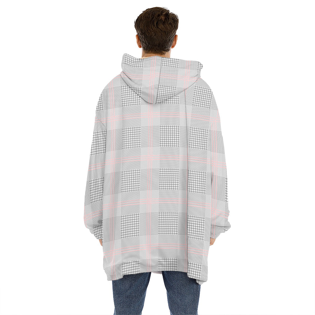 Grey Prince of Wales Check Print Hoodie Blanket